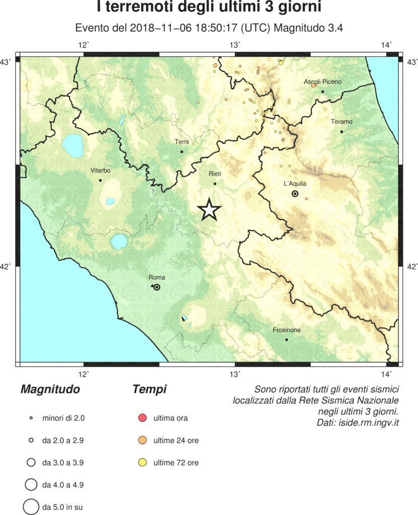 Scossa di terremoto 3.4 con epicentro Montenero Sabino (RI)