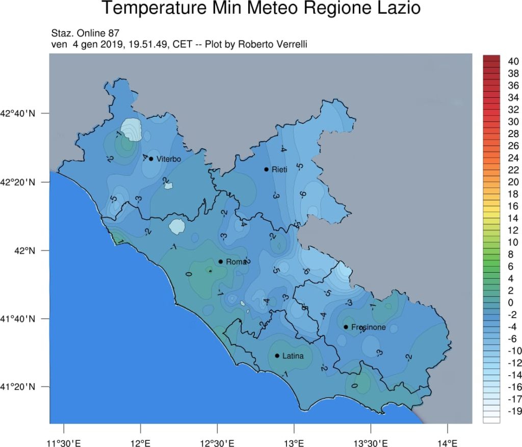 Temperature minime 04 Gennaio 2019