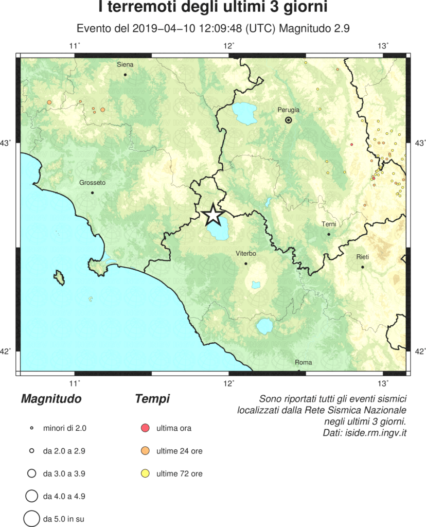 Scossa di terremoto 2.9 con epicentro Grotte di Castro (VT)